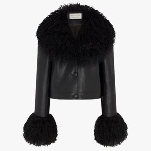 Charlotte Stone Black Leather Jacket with Faux Fur